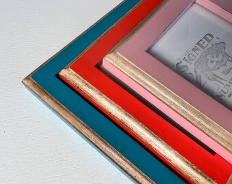 Vintage Color of Your Choice in 1x1 2-Tone Style - Choose your frame size up to 20x30 inches - Solid Hardwood Frames
