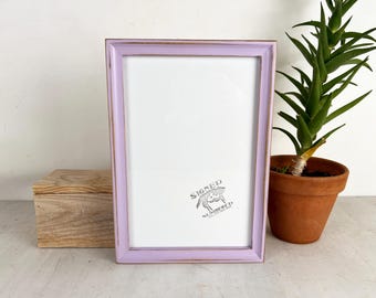 SHIPS TODAY - 8x12 Picture Frame - Foxy Cove Style with Vintage Lilac Purple Finish - In Stock - Handmade Classic 8 x 12 Wooden Frame