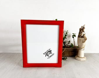 SHIPS TODAY - 8x10 Picture Frame in 1x1 Shallow Bones Style with Vintage Deep Orange Finish - In Stock - 8 x 10 Photo Frame Orange