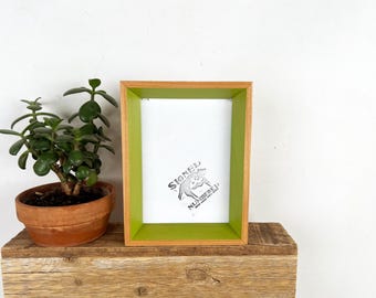 SHIPS TODAY - 5x7" Picture Frame Park Slope Minus Style with Solid Asparagus Wash and Natural Alder Finish - In Stock 5 x 7 Frame