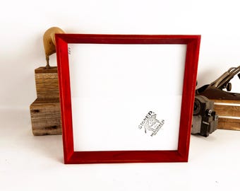 SHIPS TODAY - 11x11" Square Picture Frame - Park Slope Style with Vintage Red Dye Finish - In Stock - 11 x 11" Frame Solid Wood Red
