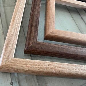 Natural Hardwood Picture Frame in 1x1 Rounded style - Choose Size: 2x2 up to 18x24 / 20x20 inches - solid hardwood, Mid Century Modern