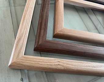 Natural Hardwood Picture Frame in 1x1 Rounded style - Choose Size: 2x2 up to 18x24 / 20x20 inches - solid hardwood, Mid Century Modern