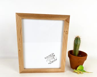 SHIPS TODAY - 8.5 x 11 Picture Frame - 1x1 Flat Style built from Solid Natural CHERRY - In Stock - 8.5x11 inch Picture Frame Cherry Wood