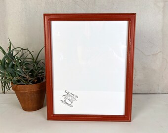 SHIPS TODAY - 11x14" Picture Frame - 1x1 Double Cove Style with Vintage Brick Red Finish - In Stock - Handmade 11 x 14 Frame