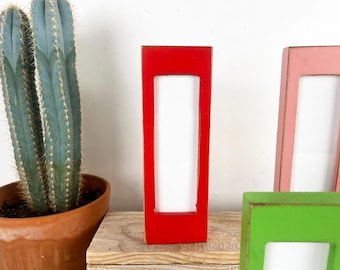 Photo Booth Frame for 2 x 6 - SHIPS TODAY - Picture Strip Frame with Vintage Ruby Red Finish - 2x6" Photo Booth Frame - In Stock