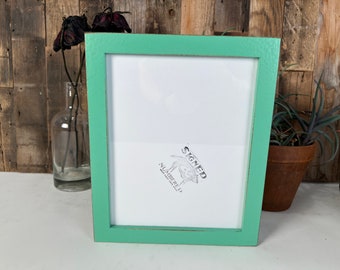 SHIPS TODAY - 8x10 Picture Frame in 1x1 Flat Style with Vintage Robin's Egg Finish - In Stock - Modern Frame 8 x 10