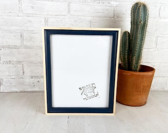 SHIPS TODAY - 8x10 Picture Frame - Foxy Minus Style with Natural Poplar and Navy Blue Wash - In Stock - Modern Handmade Photo Frame 8 x 10