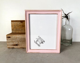 SHIPS TODAY - 7x9 Picture Frame - Foxy Cove Style with Vintage Baby Pink Finish - In Stock - 7 x 9 inch Photo Frame Pink