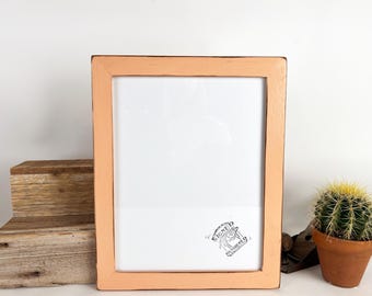 SHIPS TODAY - 11x14" Picture Frame - 1.5 Reclaimed Cedar Style with Vintage Coral Finish - In Stock - 11 x 14 Boho Style Blush Pink