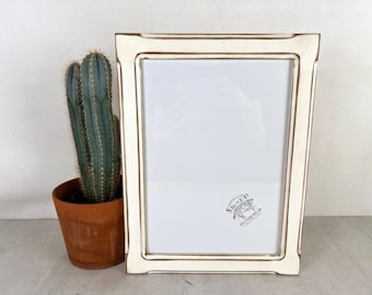 SHIPS TODAY - 10x14" Picture Frame - 1.5 Wide Bones Style with Vintage White Finish - In Stock - Handmade 10 x 14 Frame