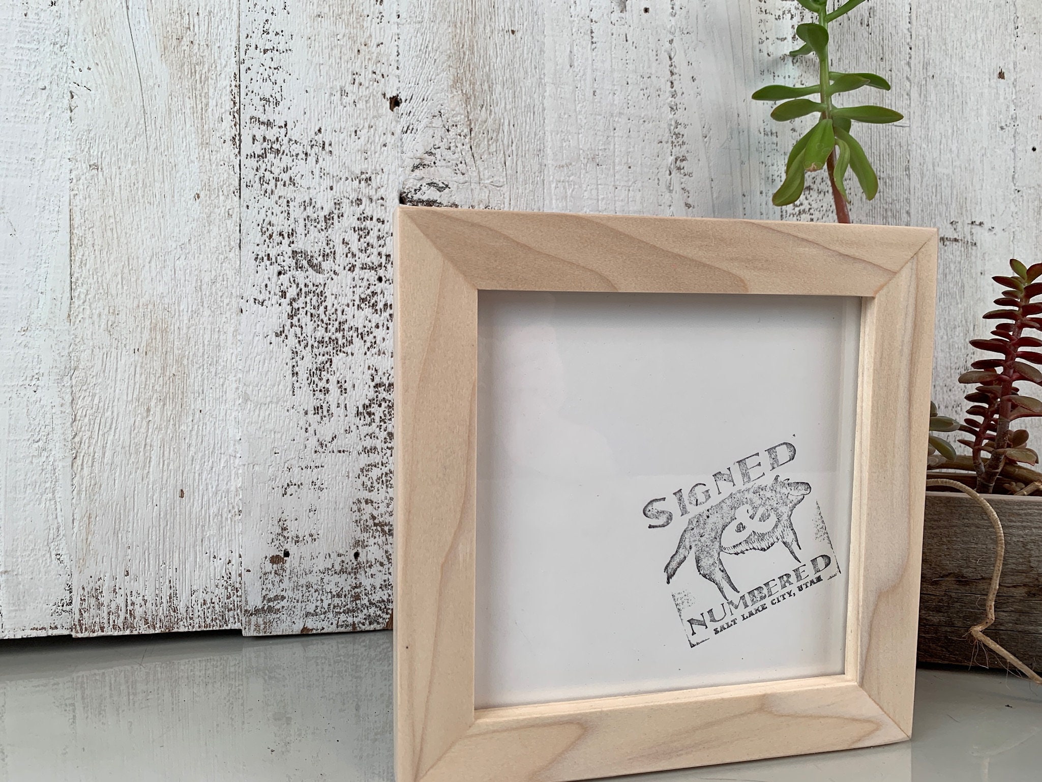 6x6 Picture Frame in Solid Natural Poplar Wood 1x1 Flat Style IN