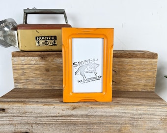SHIPS TODAY - 3x5 Picture Frame in Deep Bones Style with Vintage Orange Finish - In Stock - SALE 3 x 5 Photo Frame