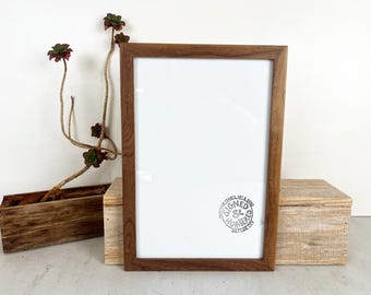 8x12 Picture Frame - SHIPS TODAY - Peewee Style with Solid Natural Walnut Finish - In Stock - Handmade Classic 8 x 12 Wooden Frame