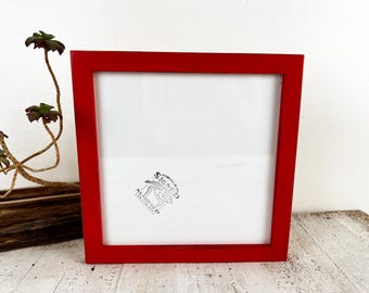 SHIPS TODAY - 10x10" Square Picture Frame - 1x1 Flat Style with Vintage Ruby Red Finish - In Stock - Handmade 10x10 Frame