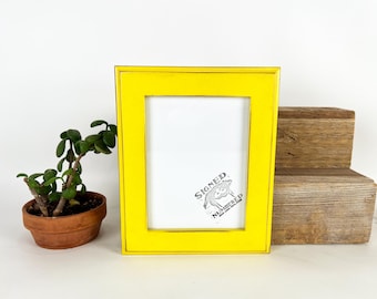 6x8" Picture Frame - SHIPS TODAY - 1.5 Outside Cove Style with Vintage Yellow Finish - In Stock - 6 x 8 Picture Frames Modern Decor