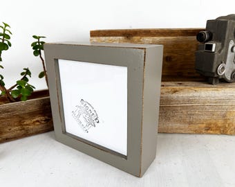 SHIPS TODAY - 6x6" Picture Frame - 2" Deep Style with Vintage Grey Finish - In Stock - Gallery Frame 6 x 6 Square Solid Hardwood Chunky Wood