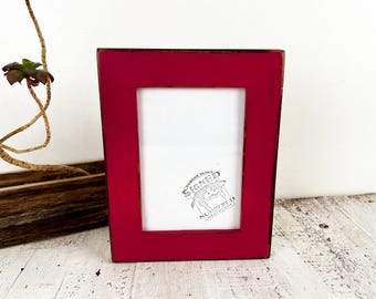 SHIPS TODAY - 5x7 Picture Frame - 1.5" Reclaimed Cedar Wood with Super Vintage Cerise Pink Finish - In Stock - Upcycled Wood Frame 5 x 7