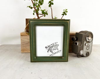 Picture Frame for Instant Camera Print 1x1 Double Cove Style with Weathered Green Finish 4.75x5.5 inch Frame - IN STOCK - Ships Today