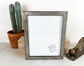 SHIPS TODAY - 8.5 x 11 Picture Frame - 1x1 Flat Style with Weathered Silver Finish - In Stock - 8.5x11 inch Picture Frame Metallic Silver