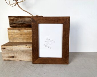 SHIPS TODAY - 5.8x8.2 inch A5 Size Picture Frame - Rustic Reclaimed Cedar with Brown Wash Finish - In Stock - 148 x 210 mm