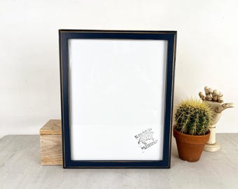 SHIPS TODAY - 11x14" Picture Frame - 1x1 Outside Cove Style with Vintage Navy Blue Finish - In Stock - Handmade 11 x 14 Frame