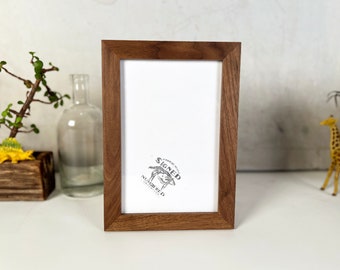 SHIPS TODAY - 6x9" Picture Frame - 1x1 Flat Style with Solid Natural Walnut Finish - In Stock - 6 x 9 inch Picture Frames