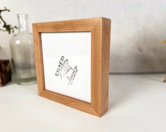 SHIPS TODAY - 6x6" Square Picture Frame - Deep Flat Style with Solid Natural Cherry Finish - In Stock - 6 x 6 Frame Solid Wood Modern