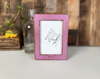 SHIPS TODAY - 4x6 Picture Frame - 1x1 Roughsawn Style with Super Vintage Violet Finish - In Stock - 4 x 6 Photo Frame Purple