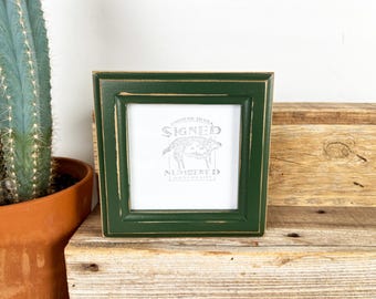 4x4 Photo Frame - SHIPS TODAY - 1x1 Double Cove Style with Vintage Forest Green Finish - In Stock - 4 x 4 Photo Frames Green