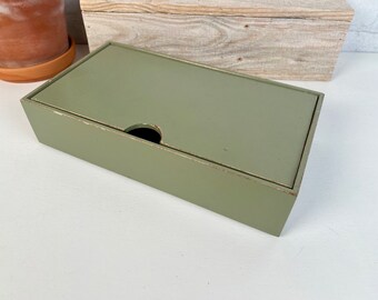 SHIPS TODAY - Keepsake Box with Lid - Handmade Solid Wood Desktop Box with Vintage Old Green Finish - gift, storage, organizer In Stock