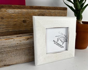 SHIPS TODAY - 4x4 Square Picture Frame - 1.5 Rounded Walnut Style with Vintage White Finish In Stock - Frame 4x4"