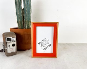 4x6 Picture Frame in Foxy Minus Style with Deep Orange Wash Finish - IN STOCK - Same Day Shipping - 4 x 6 Photo Frame Alder Hardwood