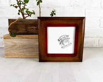 SHIPS TODAY - 5x5" Square Picture Frame in 1.5 Double Cove Style with Burnished Willow + Deep Orange Finish - In Stock Handmade 5 x 5 Frame