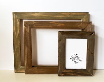 Reclaimed Cedar Wood Picture Frame with Wash Tone Finish - Choose Your Size: 2x2 up to 16x20 inches - Handmade Upcycled Photo Frame