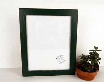 SHIPS TODAY - 11x14" Picture Frame - 1.5 Reclaimed Cedar Style with Vintage Forest Green Finish - In Stock - 11 x 14 Boho Style