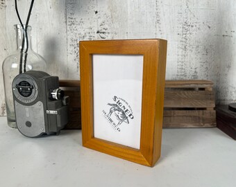SHIPS TODAY - 4x6 Picture Frame - Deep Flat Style with Vintage Honey Dye on Alder Finish - In Stock - 4 x 6 Photo Frame Yellow Decor