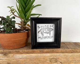 3x3 Solid Hardwood Frame - SHIPS TODAY - Foxy Cove Style with Vintage Black Finish - In Stock Square 3 x 3 Picture Frame Modern Wood Decor