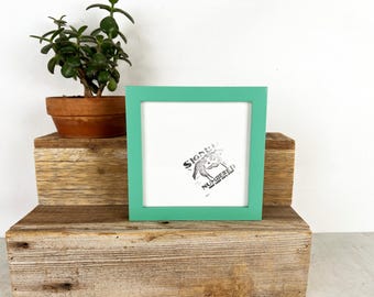 SHIPS TODAY - 6x6" Picture Frame in PeeWee Style with Solid Robin's Egg Finish - In Stock - Gallery Frame 6 x 6 Solid Poplar Hardwood