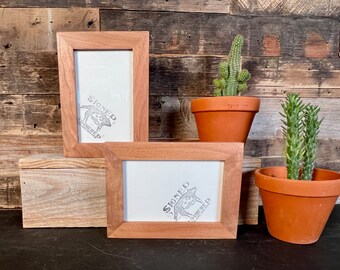 4x6 Picture Frame in 1x1 Flat Style in Solid Natural Cherry - IN STOCK - Same Day Shipping - mid century decor 4 x 6 Photo Frame