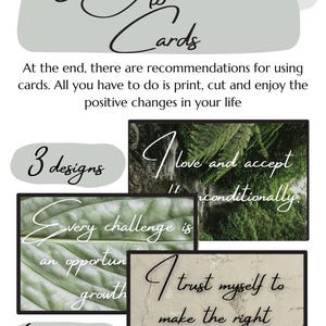 30 tarjetas de afirmación imprimibles | Citas minimalistas de cuidado personal para la positividad, la confianza y la atención plena
