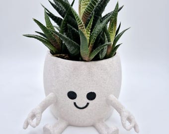 Funny Face 3D Printed Planter: Quirky Gotcha hand gesture.
