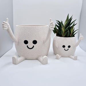 Funny Face 3D Printed Planter: Quirky thumbs-up hand gesture.