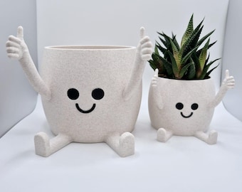 Funny Face 3D Printed Planter: Quirky thumbs-up hand gesture.