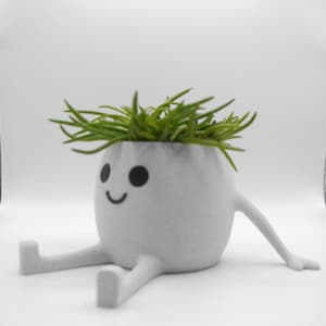 Laid back smiley face indoor planter, 3d printed plant pot, quirky gift ideas.