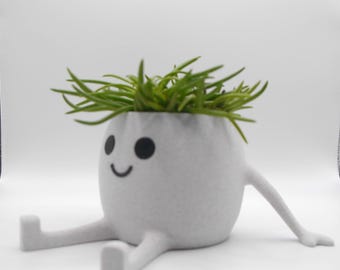 Laid back smiley face indoor planter, 3d printed plant pot, quirky gift ideas.