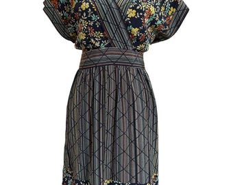 Y2K Vintage Silk Dress - Global Print Fusion- Bohemian Resort-  GardenParty -  4
