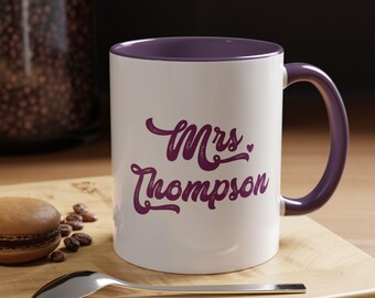 Mrs. Mug Gift for Bride, Custom Last Name Cup, Newlywed Wife Coffee Mug, Wedding Gift for Her, Personalized Bridal Present, M0052