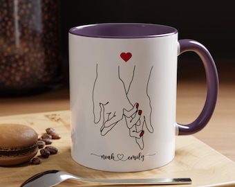 Personalized Couple Mug | Custom Name Coffee Cup | Anniversary Romantic Gift | Valentines Engagement Gift | Cute Love Mug | M0015