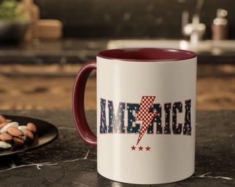 Koffiemok patriottisch Amerika, 4 juli cadeau, USA vlag mok, Independence Day mok, rood wit blauwe mok, American Pride Gift, X0076